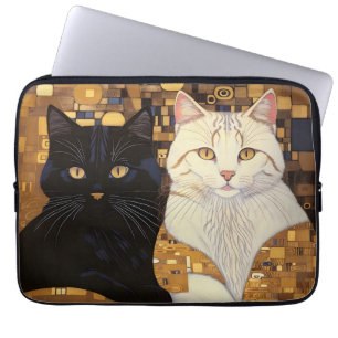 Funda Para Portátil Gustav Klimt Inspiró Dos Gatos En La Cama