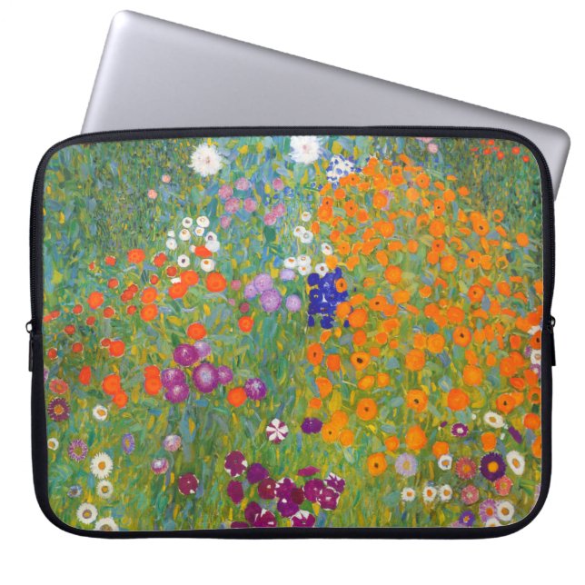 Funda Para Portátil Gustavo Klimt: Jardín de flores (Frente)