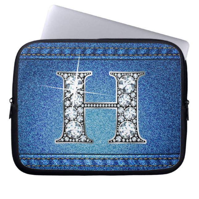Funda Para Portátil H Faux "Diamond" Denim Stitling Electronics Bag (Frente)