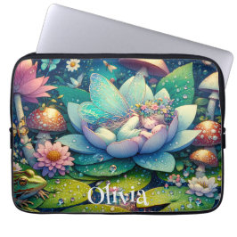 Funda Para Portátil Hada durmiendo en una flor personalizada
