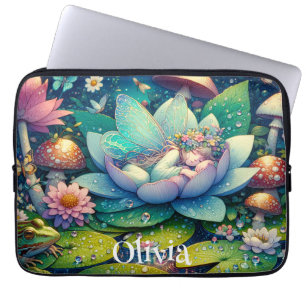 Funda Para Portátil Hada durmiendo en una flor personalizada
