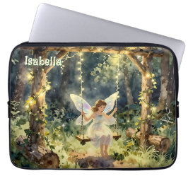 Funda Para Portátil Hada encantada en un columpio en un bosque mágico