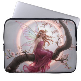 Funda Para Portátil Hada mágica entre flores de cerezo – Ilustración d