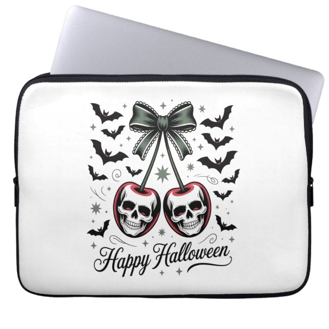 Funda Para Portátil Halloween con el cráneo gótico Cherry (Frente)