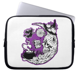 Funda Para Portátil Halloween Crescent Moon Witch Skull