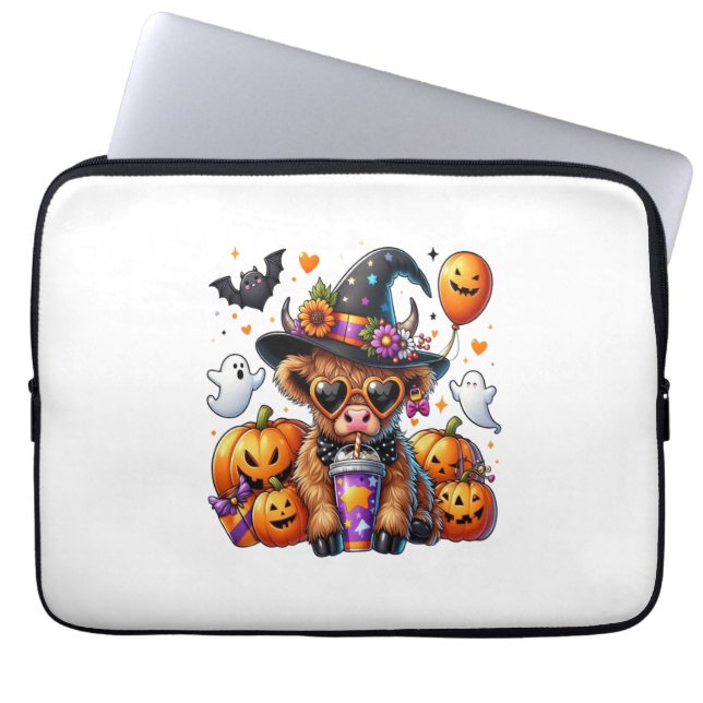 Funda Para Portátil Halloween Cute Highland Cow (Frente)