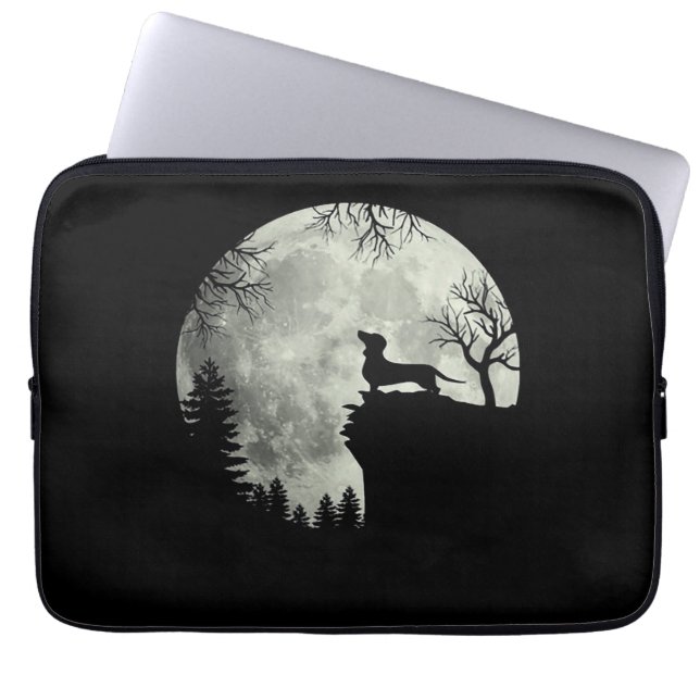 Funda Para Portátil Halloween De Dachshund Y Moon (Frente)
