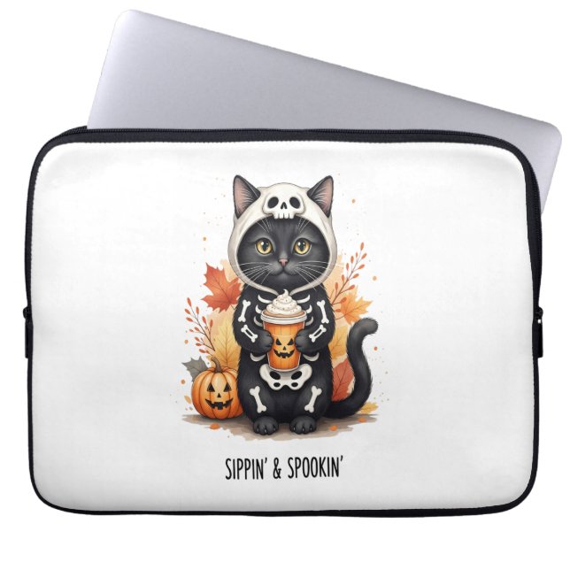 Funda Para Portátil Halloween de gatos adorables (Frente)
