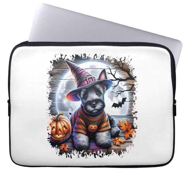 Funda Para Portátil Halloween de Perro Terrier de Escocia (Frente)