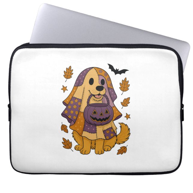 Funda Para Portátil Halloween del fantasma del perro dorado (Frente)