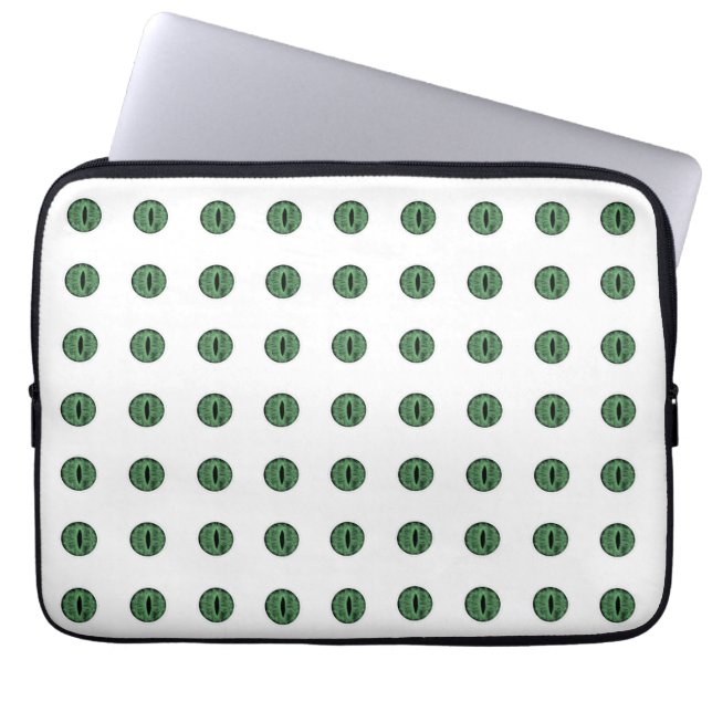 Funda Para Portátil Halloween Green Polka Dot Eyes (Frente)