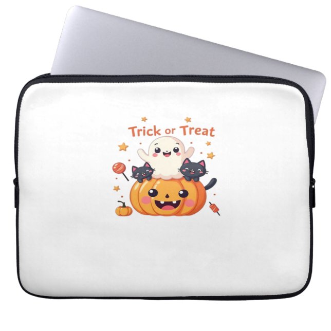 Funda Para Portátil Halloween lindo - Kawaii Ghost y Black Cats Class (Frente)