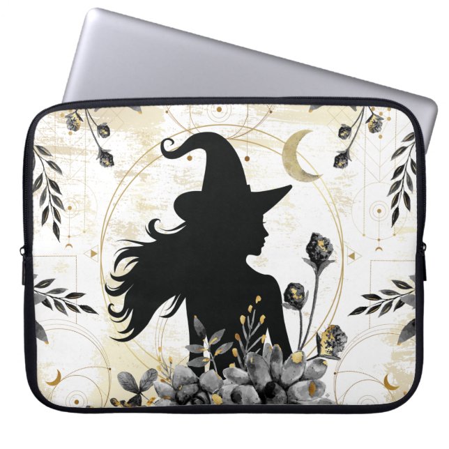 Funda Para Portátil Halloween moderno contemporáneo bruja 3 (Frente)