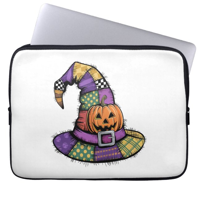 Funda Para Portátil Halloween Patchwork Witch Gorra Spooky (Frente)