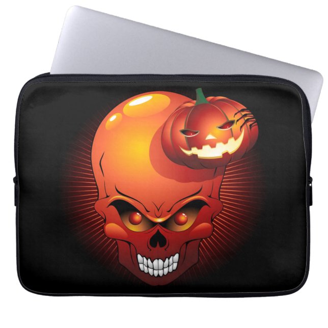 Funda Para Portátil Halloween Skull and Pumpkin   (Frente)