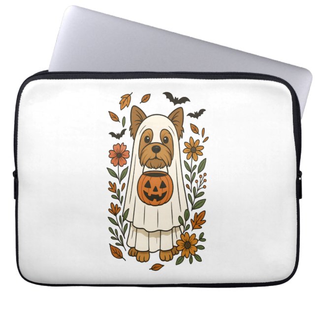 Funda Para Portátil Halloween Yorkshire Terrier Floween (Frente)