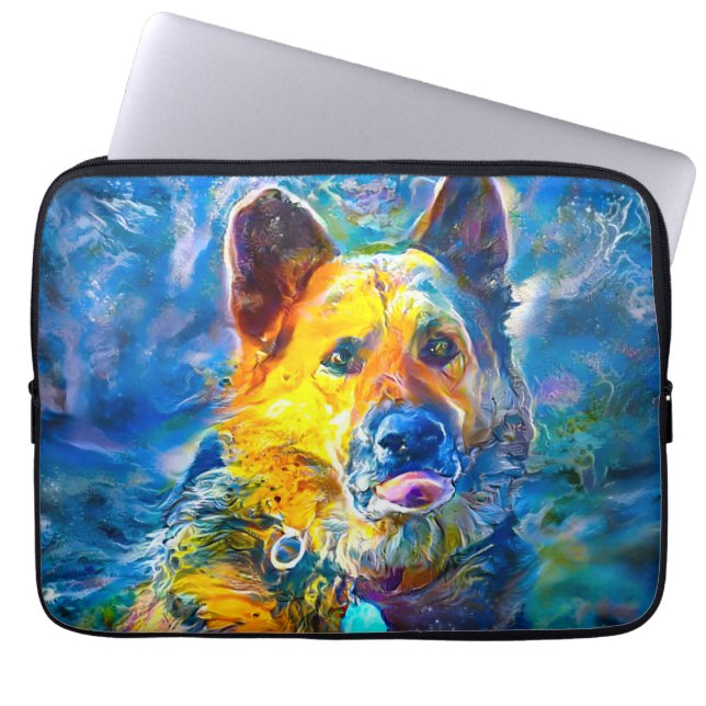 Funda Para Portátil Halo: Retrato de un pastor alemán (Frente)