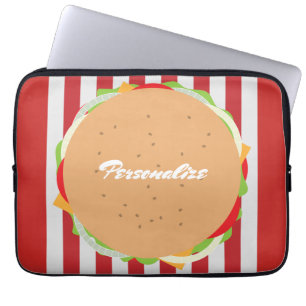 Funda Para Portátil Hamburger cheeseburger lindo café rayado blanco ro