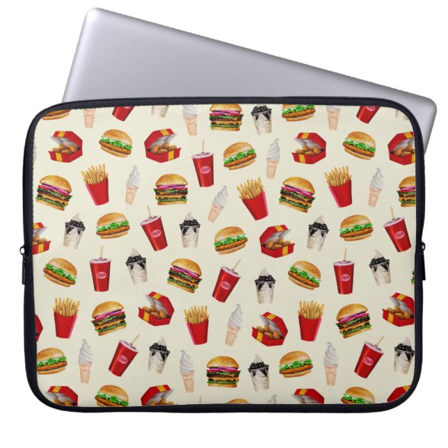 Funda Para Portátil Hamburguesas de comida rápida, fritas, domingos (Frente)