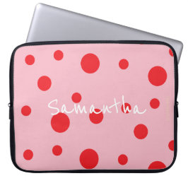Funda Para Portátil HAMbyWG - Lunares Rojos con cualquier color de fon