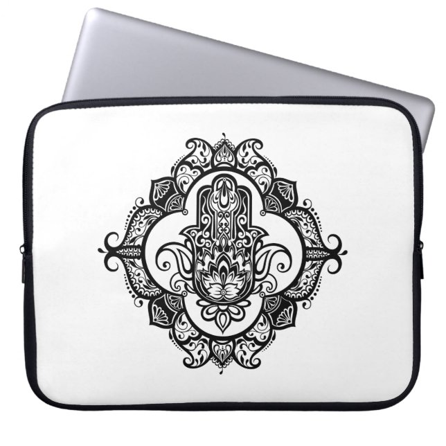 Funda Para Portátil Hamsa con Doodle étnico de los ornamentos (Frente)