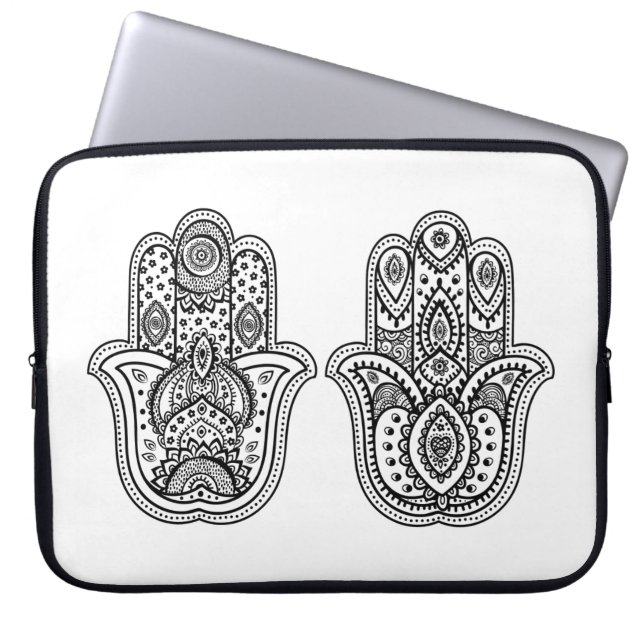 Funda Para Portátil Hamsa dibujado mano con los ornamentos (Frente)