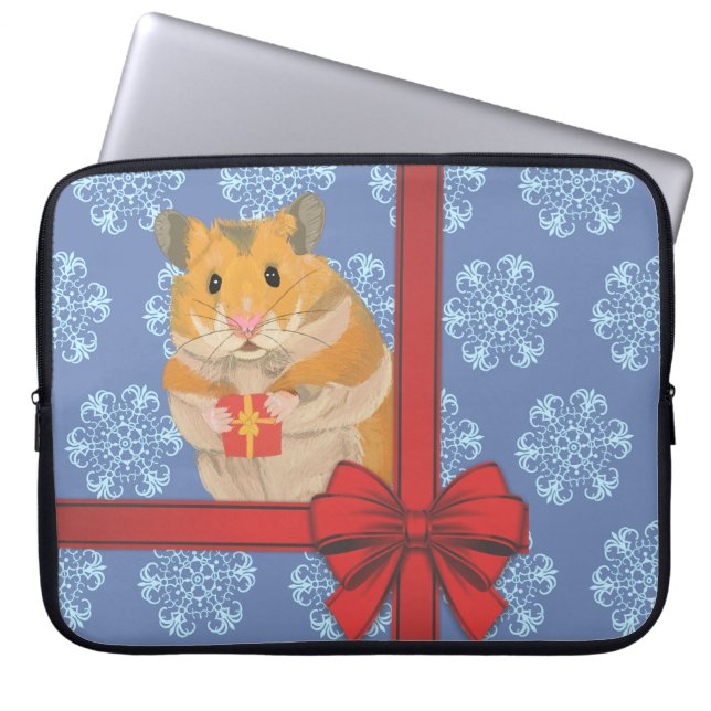 Funda Para Portátil Hamster de Navidades de copas de nieve (Frente)