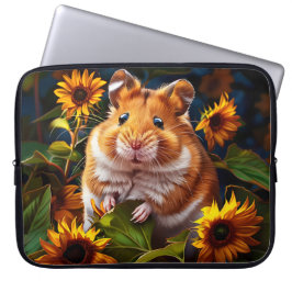 Funda Para Portátil Hámster entre girasoles