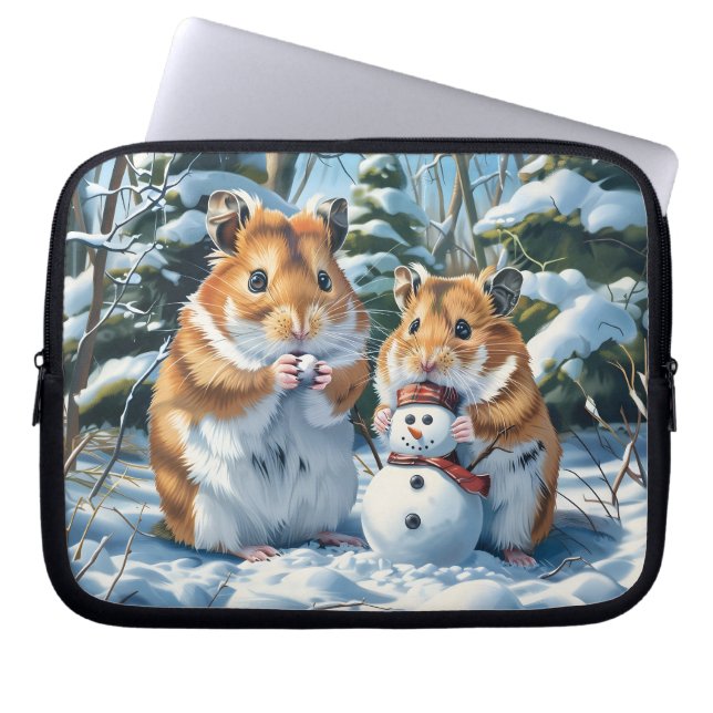 Funda Para Portátil Hamsters y Snowman (Frente)