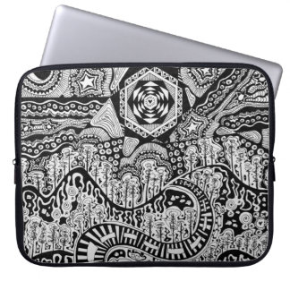 Funda Para Portátil hand drawn black and white ink landscape