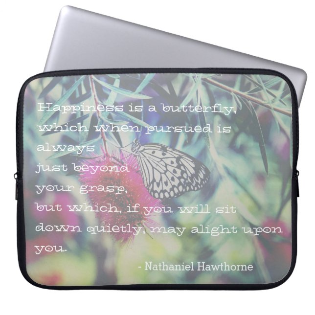 Funda Para Portátil Happiness is a Butterfly - Inspiring Quote (Frente)
