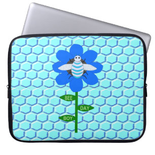 Funda Para Portátil Happy Bee Day Boy Blue Birthday Bumblebee