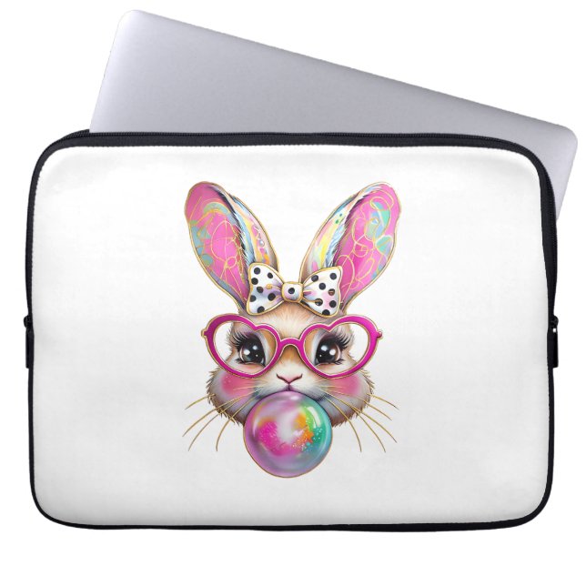 Funda Para Portátil Happy Easter Bunny Coquette Bow Brushstroke Easter (Frente)