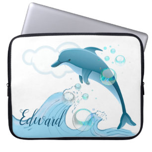 Funda Para Portátil Happy Jumping Dolphin with Bubbles