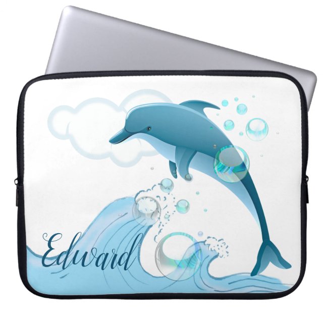 Funda Para Portátil Happy Jumping Dolphin with Bubbles (Frente)
