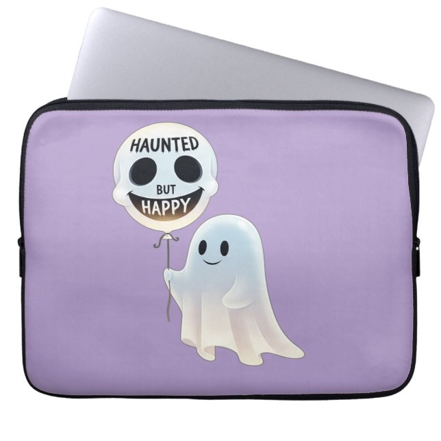 Funda Para Portátil Happy Kawaii Ghost with Skull Balloon (Frente)