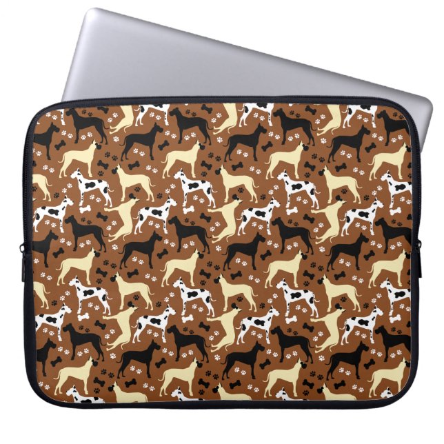 Funda Para Portátil Harlequin del patrón de los grandes daneses, Fawn, (Frente)