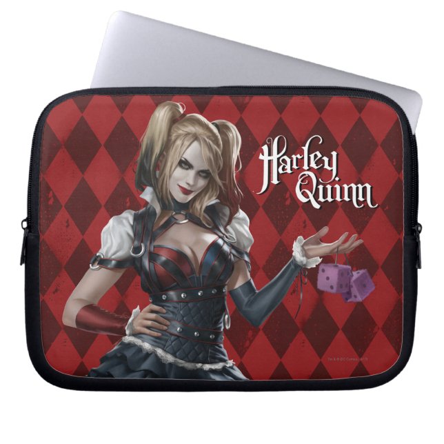 Funda Para Portátil Harley Quinn con dados difusos (Frente)