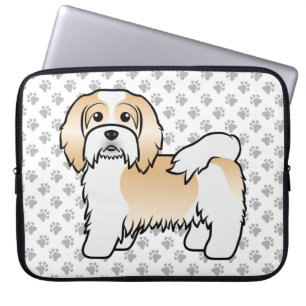 Funda Para Portátil Havanés marrón claro y blanco Perro de dibujos ani