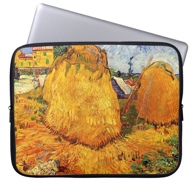 Funda Para Portátil Haystacks en Provenza de Van Gogh (Frente)