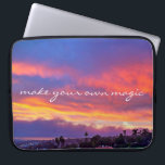 Funda Para Portátil Haz tu propia foto mágica amarilla rosa azul cielo<br><div class="desc">Cada día te da la oportunidad de "hacer tu propia magia". Ese es el mensaje de esta suave e impresionante manga de neopreno fotográfica para laptop compuesta de una puesta de sol dramáticamente iluminada en azul, rosa, naranja y amarillo. Esta funda portátil tiene tres tamaños: 15", 13" y 10". Hace...</div>