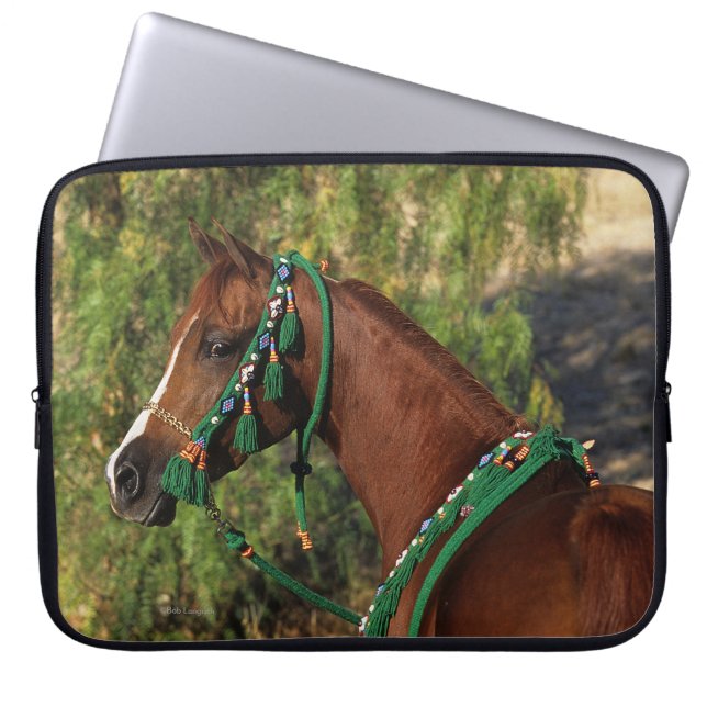 Funda Para Portátil Headshot árabe del caballo con el freno (Frente)