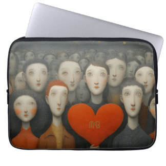 Funda Para Portátil Heart of Crowd Whimsical Folk Art Illustration 