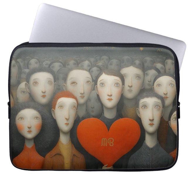 Funda Para Portátil Heart of Crowd Whimsical Folk Art Illustration  (Frente)