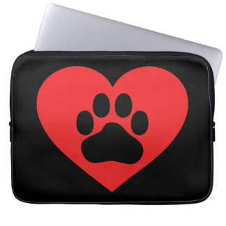 Funda Para Portátil Heart Paw Red