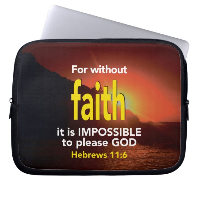 Funda Para Portátil Hebrews 11:6 WITHOUT FAITH Christian Scripture (Frente)