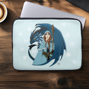 Funda Para Portátil Hechicera del Dragón Azul Copos de Nieve
