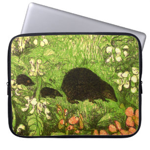 Funda Para Portátil Hedgehog y bebés de estilo Art Nouveau de los País
