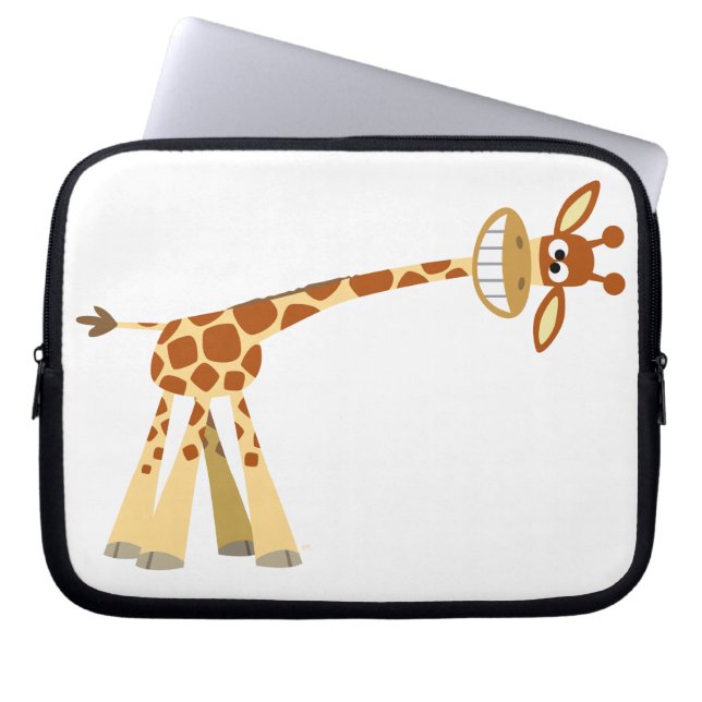 Funda Para Portátil ¡¡Hee Hee!! personalizado giraffe Portátil Sleeve (Frente)