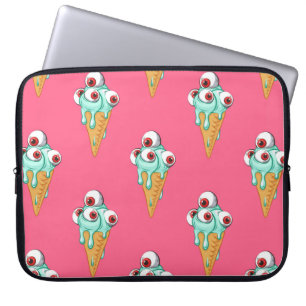 Funda Para Portátil Helado azul con ojos. Fondo rosa. Marismas